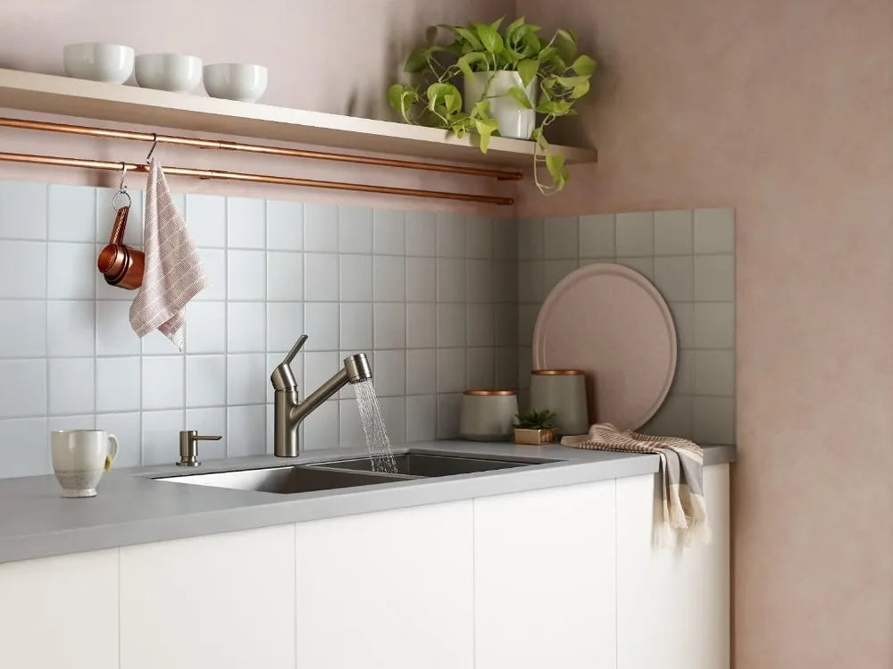 Single-Handle Pull-Out Kitchen Faucet with Soap Dispenser, Power Clean, Spot Resistant