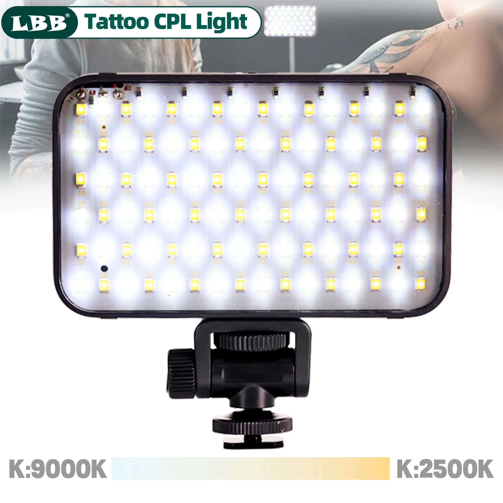LBB High Quality Reduce Reflected Tattoos Light 96 LED Selfie Light with 52mm Polarizing CPL Lens for Cellphone Lens Tattoo Art