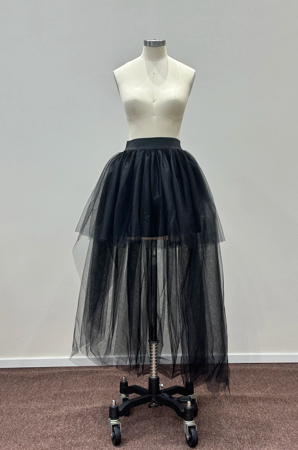 Women's High Low Tulle Skirt Black Swallowtail Gauze High Waist   Tutu Long Party Petticoat Casual Style Punk Goth Carnival
