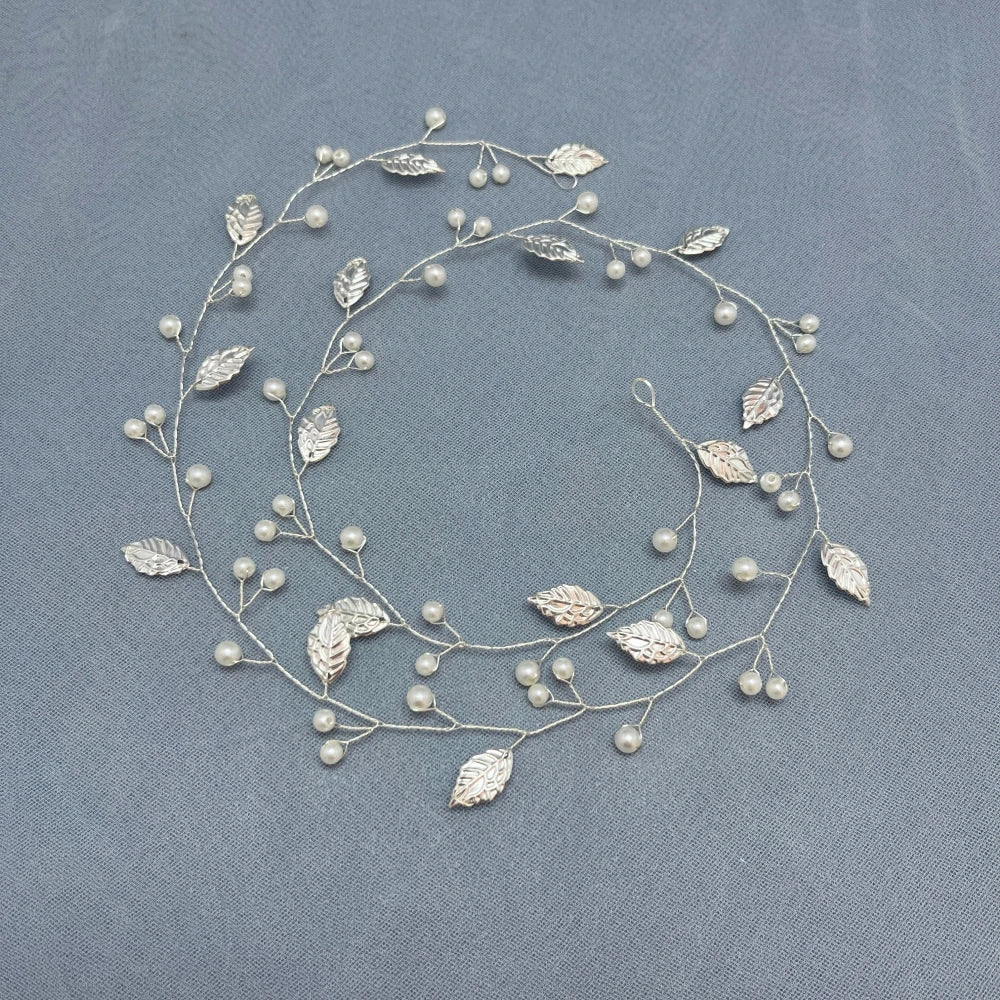 Handmade Fashion Crystal Flower Hair Vine Headband Pearl Hairband Bridal Wedding Hair Accessories Jewelry Hair Vine Headband