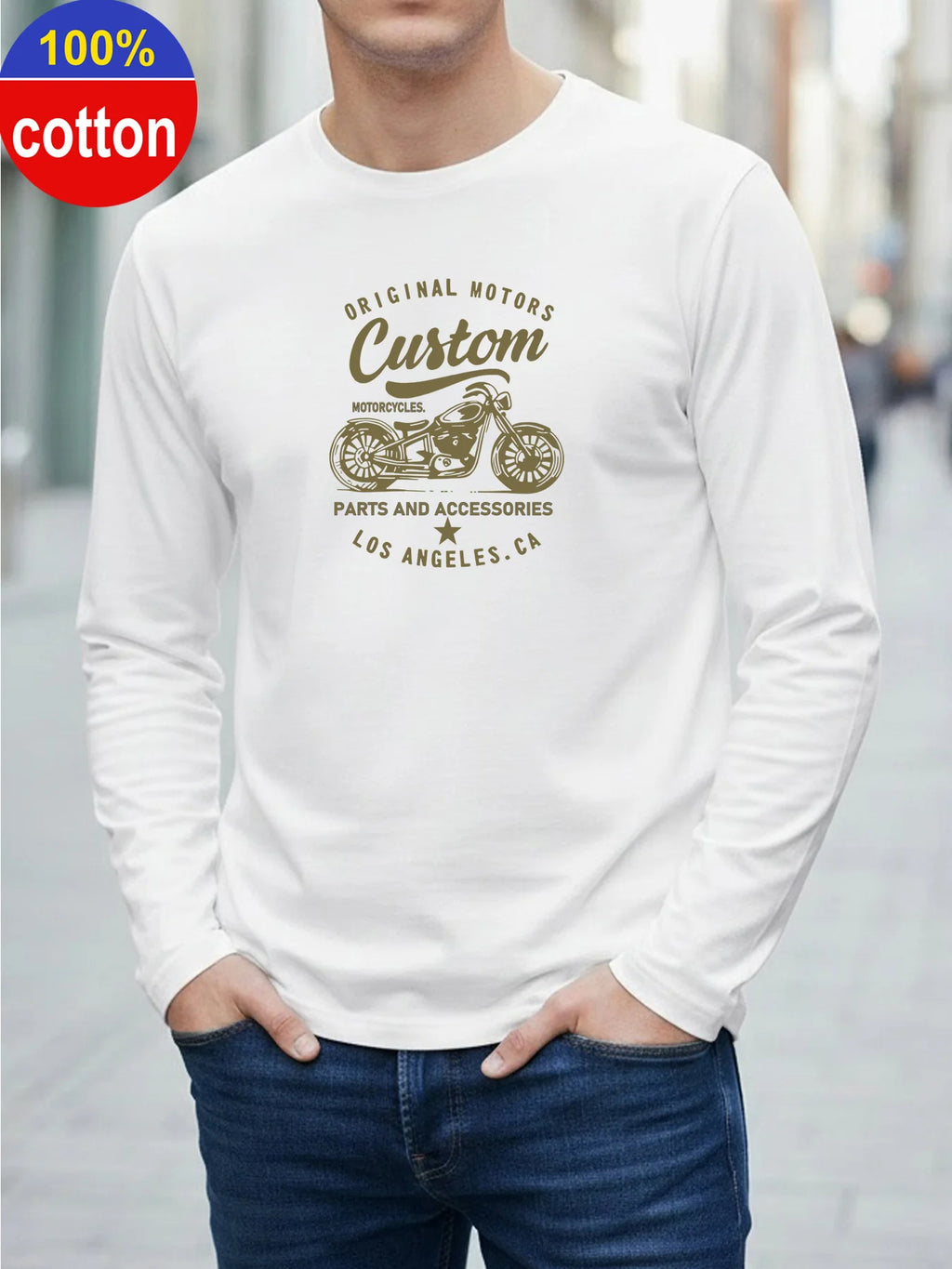 Men's Motorcycle Print Cotton Long Sleeve Tee — MIG & MIK STYLE™