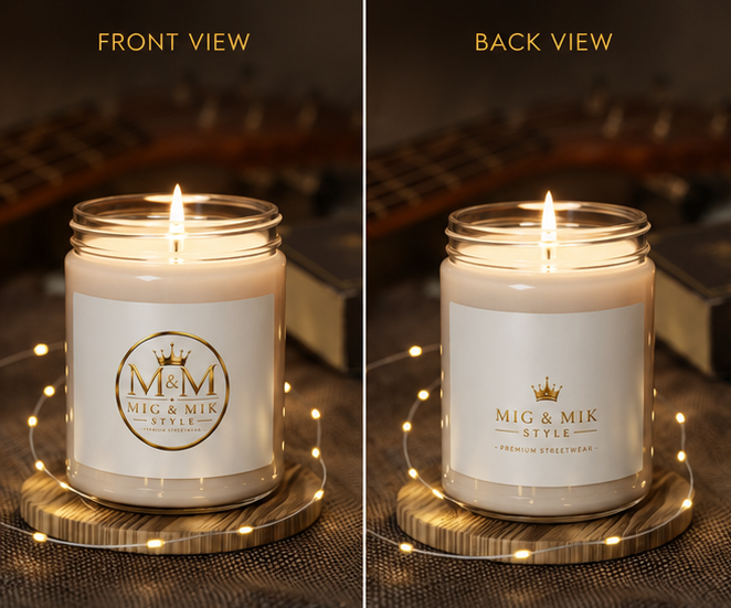 9oz Scented Soy Candle — Luxury M&M Mig & Mik Signature Scent