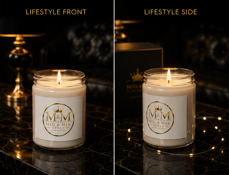 9oz Scented Soy Candle — Luxury M&M Mig & Mik Signature Scent