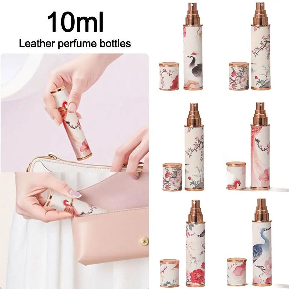 Portable PU Leather Perfume Bottle Phoenix 10ml Spray Bottle Leak-proof Empty Ultra-fine Mist Fragrance Container for Woman
