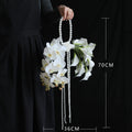 White  Orchid Pearl Bridal Bouquet Artificial Flower Handheld Wedding Photography Studio Props Fashion  Design