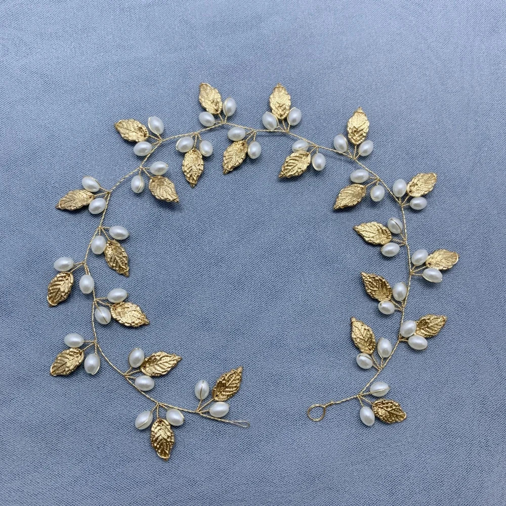 Handmade Fashion Crystal Flower Hair Vine Headband Pearl Hairband Bridal Wedding Hair Accessories Jewelry Hair Vine Headband