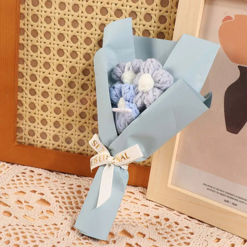 Fake Flowers Crochet Flowers Knitted Flower Hand Woven Artifiical Folwer Bouquet Sweet Funny Artificial Flower Potted Plant