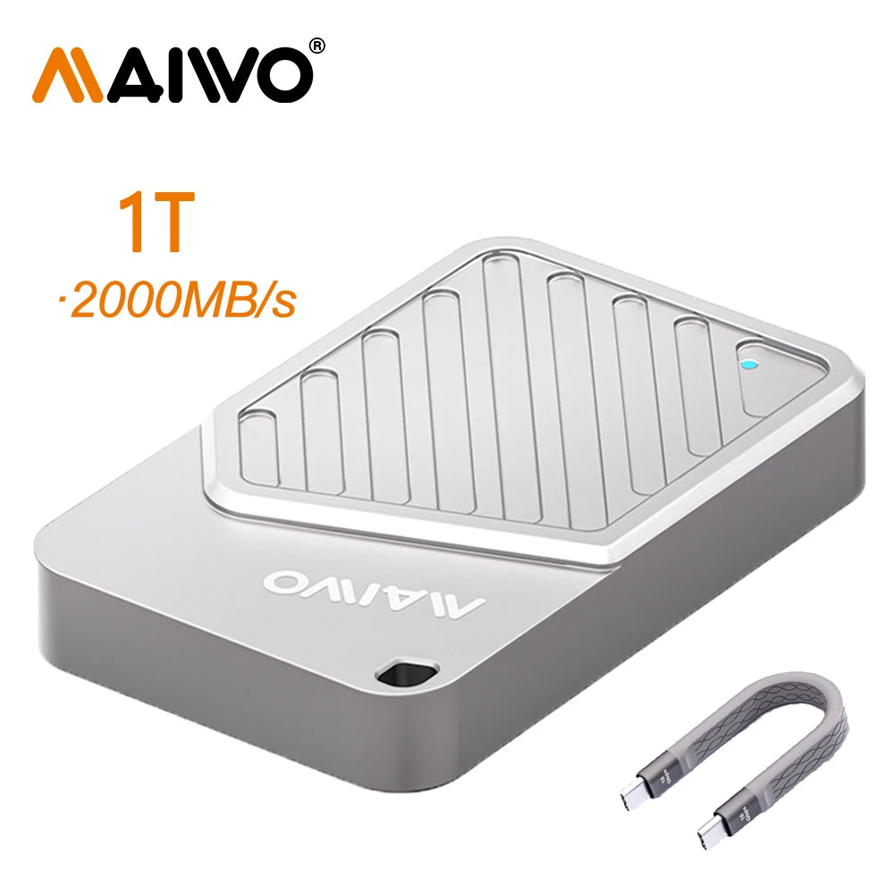 Maiwo 2000MB/s SSD External SSD 512G 12T Magnetic Portable PSSD for iPhone 16 15 Pro/Max ProRes 4K ProRes HDR Record and Portabl