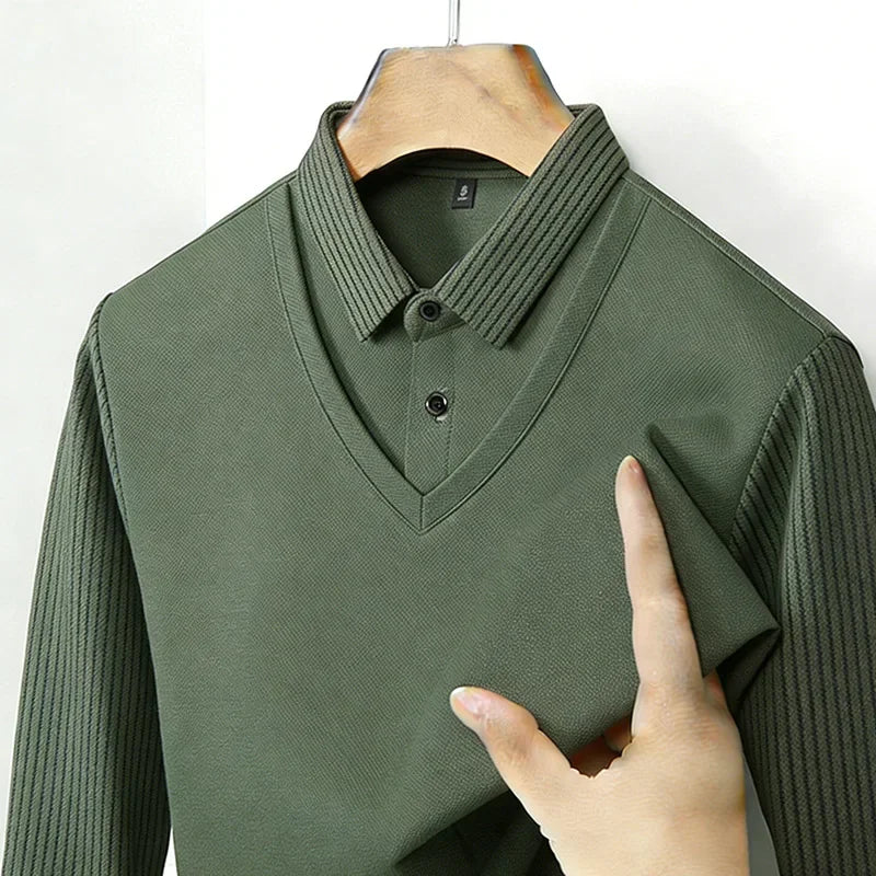 Men's Fake Two-Piece Striped Long Sleeve Top — MIG & MIK STYLE™