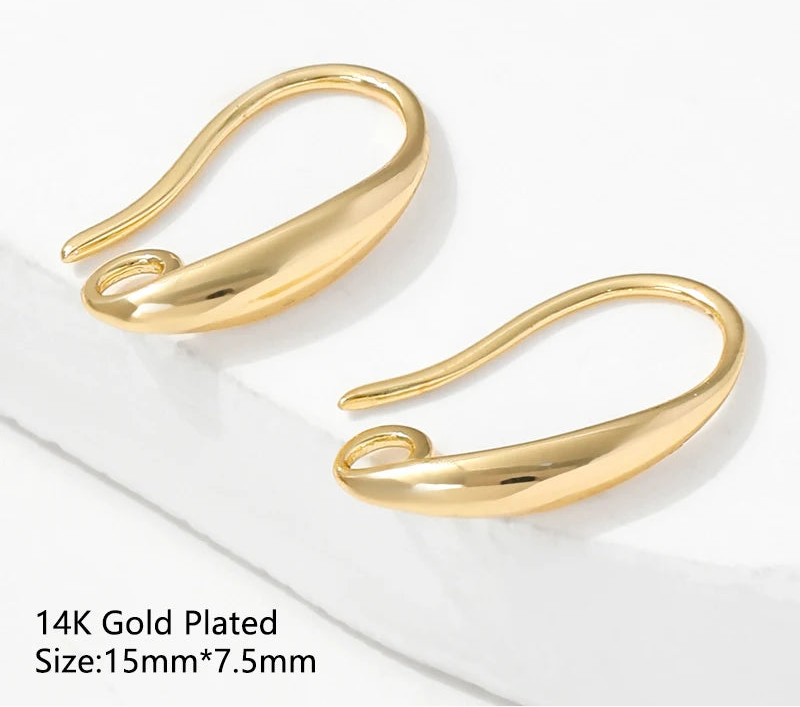 14K Gold Plated Brass Smooth Earring Hook Ear Wire For Earring Making Supplies,DIY Jewelry Making Findings Accessories