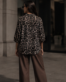 Chic Printed Short Sleeve Co-Ord Set – Women’s O-Neck Top & Wide Leg Pants Outfit