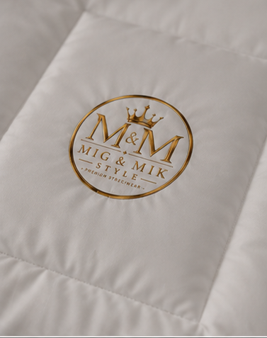 White Luxury Comforter with Gold Monogram Accent