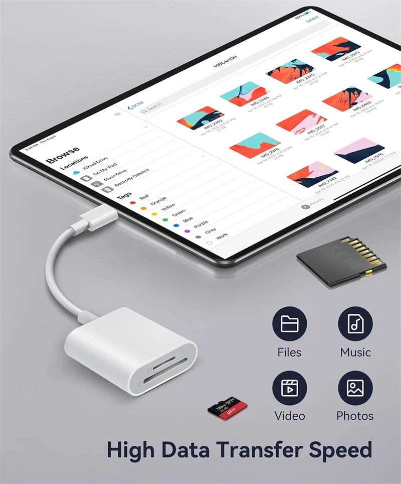 2 in 1 USB C & Lighting To SD TF Card Reader Adapter for IPhone 15 14 13 12 16 Pro Max IPad Otg Micro SD Memory Card Connector
