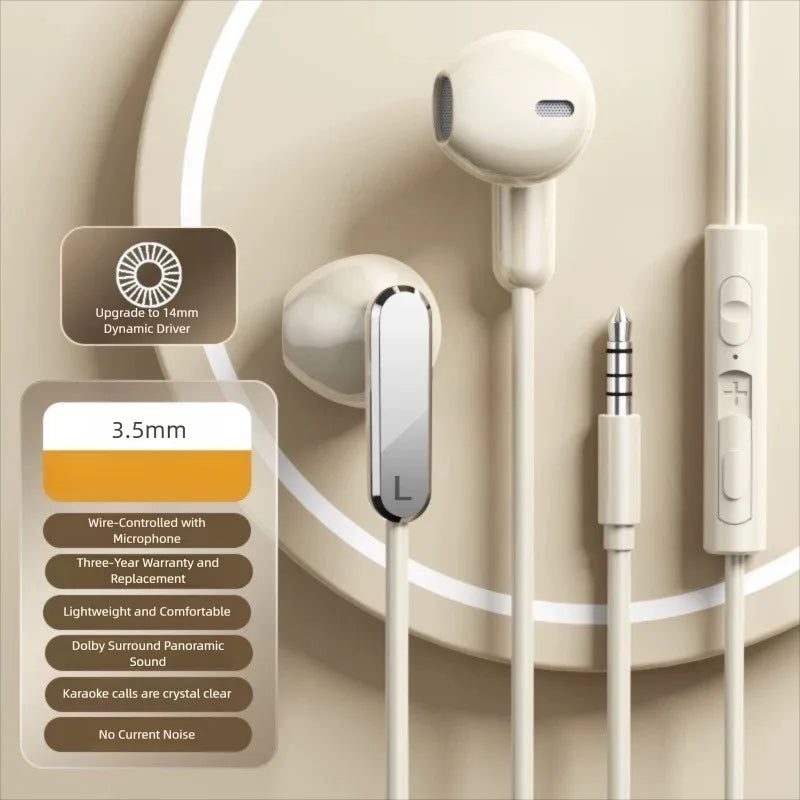 USB Type C Headphones HiFi Bass Stereo Volume Control Wired Earphones 3.5mm Gaming Headsets For iPhone 17 Samsung Galaxy XiaoMi