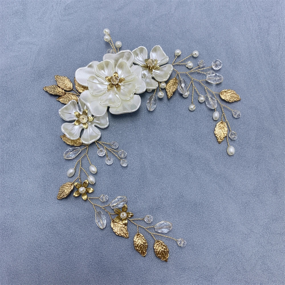 Handmade Fashion Crystal Flower Hair Vine Headband Pearl Hairband Bridal Wedding Hair Accessories Jewelry Hair Vine Headband