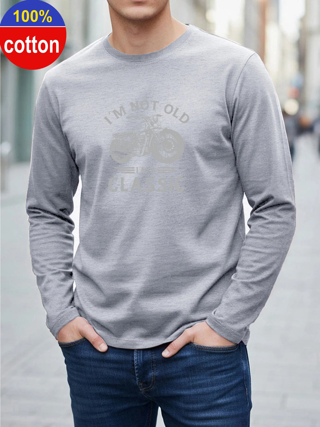 Men's Motorcycle Print Cotton Long Sleeve Tee — MIG & MIK STYLE™