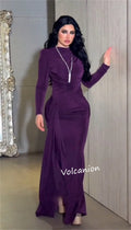 Customized Pleat High Collar Trumpet Long Dresses Bespoke Occasion Classic Simple  Quality Evening Party