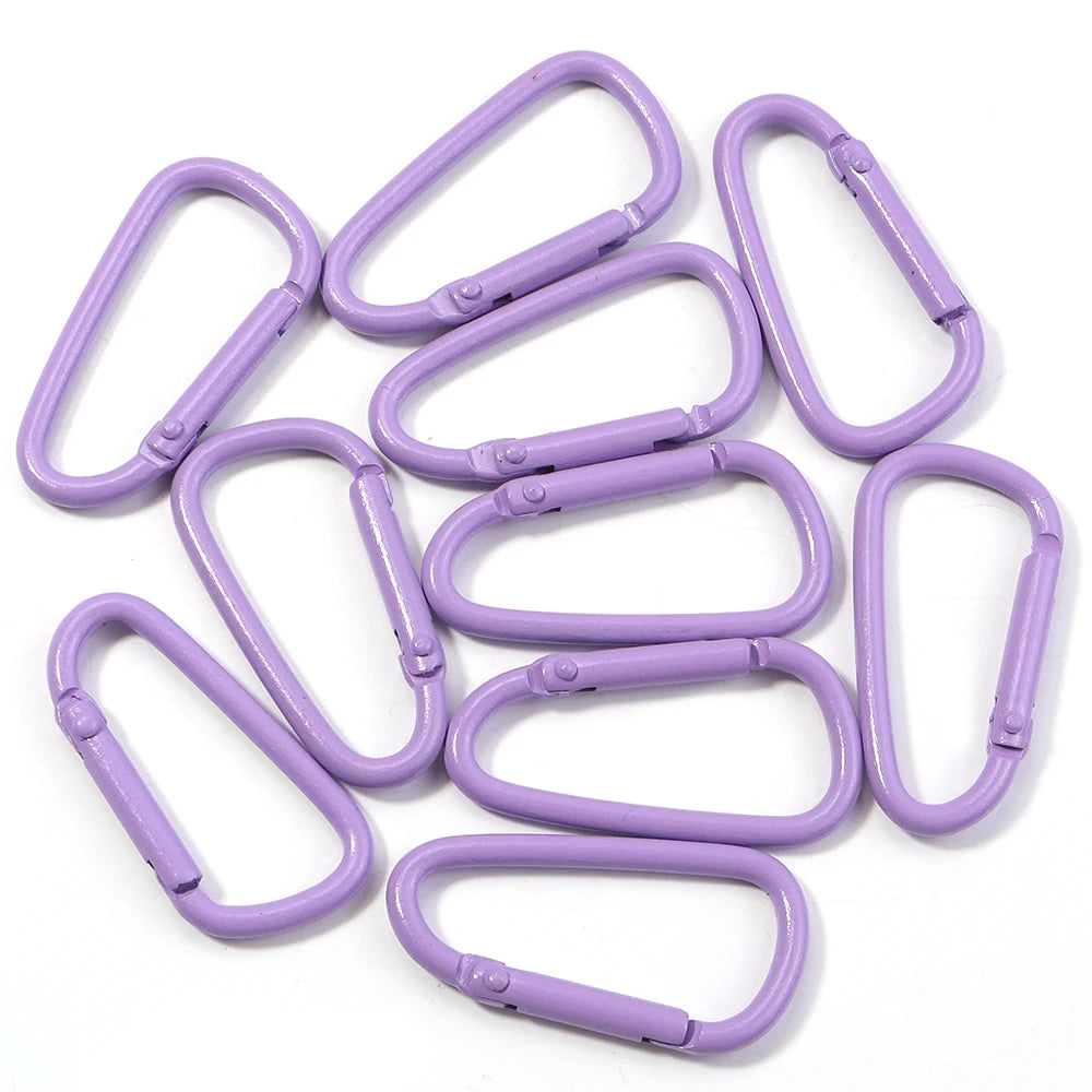 10pcs Colorful Carabiner Clip Alloy Keychain Clasps Hook 45X24mm D-ring Spring Snap Buckle For DIY Jewelry Making Accessories