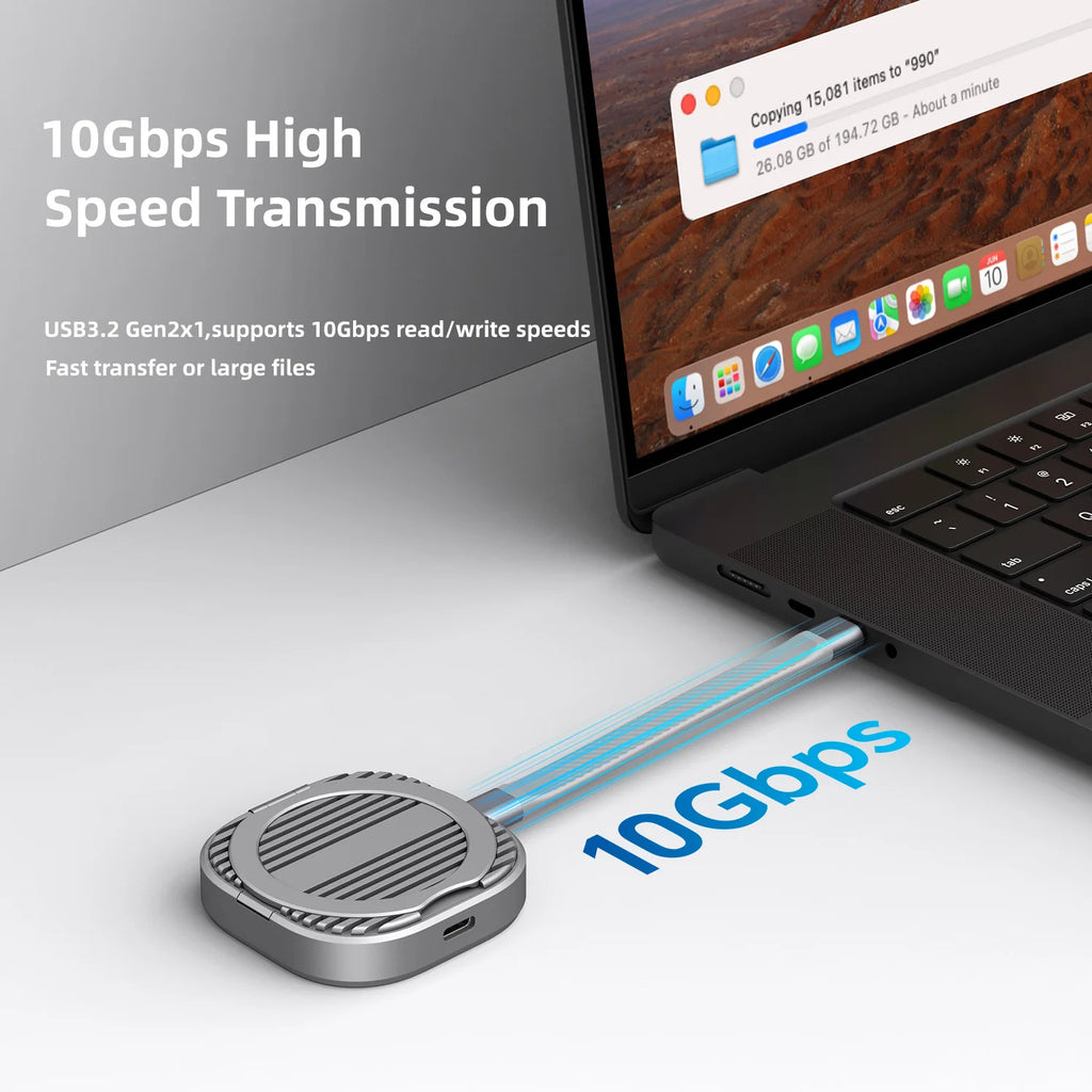 Magnetic M.2 2230 NVMe SSD Enclosure Magsafe SSD Case USB C 3.2 Gen2 to NVMe PCI-E for iPhone 16 Pro Max ProRes MacBook