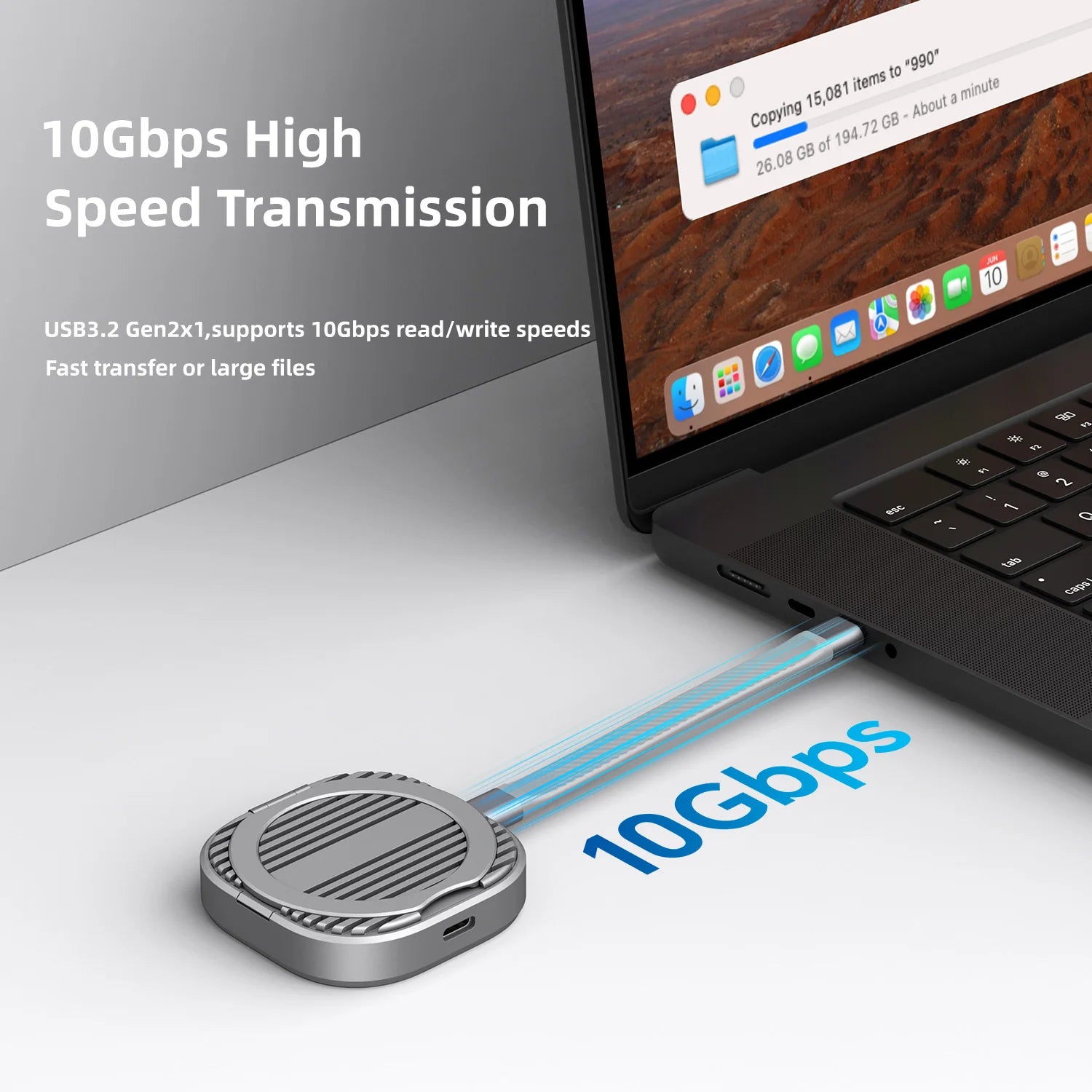 Magnetic M.2 2230 NVMe SSD Enclosure Magsafe SSD Case USB C 3.2 Gen2 to NVMe PCI-E for iPhone 16 Pro Max ProRes MacBook