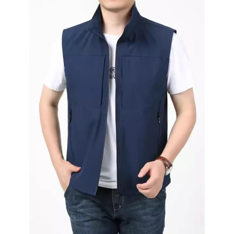Spring Autumn Men's Jacket with Pockets for Casual Outdoor Use Quick-Drying, Multi-Pocketed Blazer Collared Shirt-style Men Coat