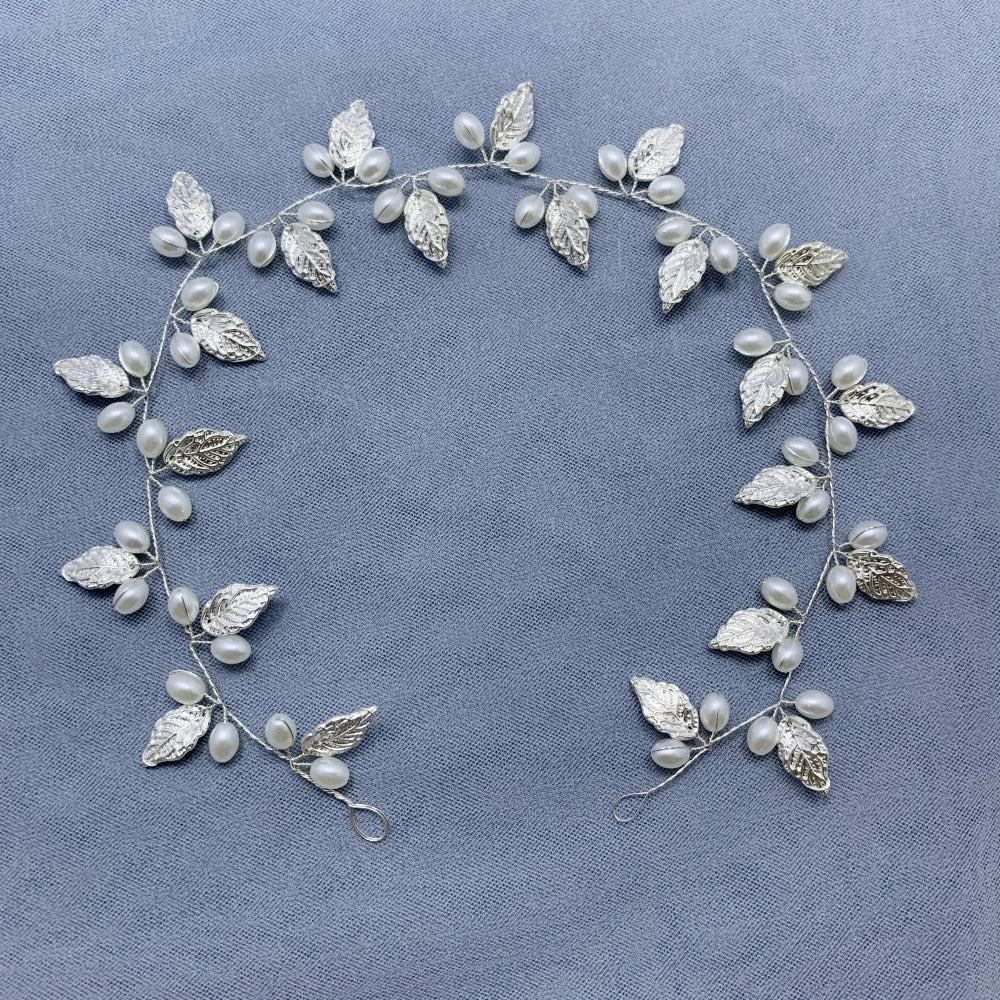 Handmade Fashion Crystal Flower Hair Vine Headband Pearl Hairband Bridal Wedding Hair Accessories Jewelry Hair Vine Headband