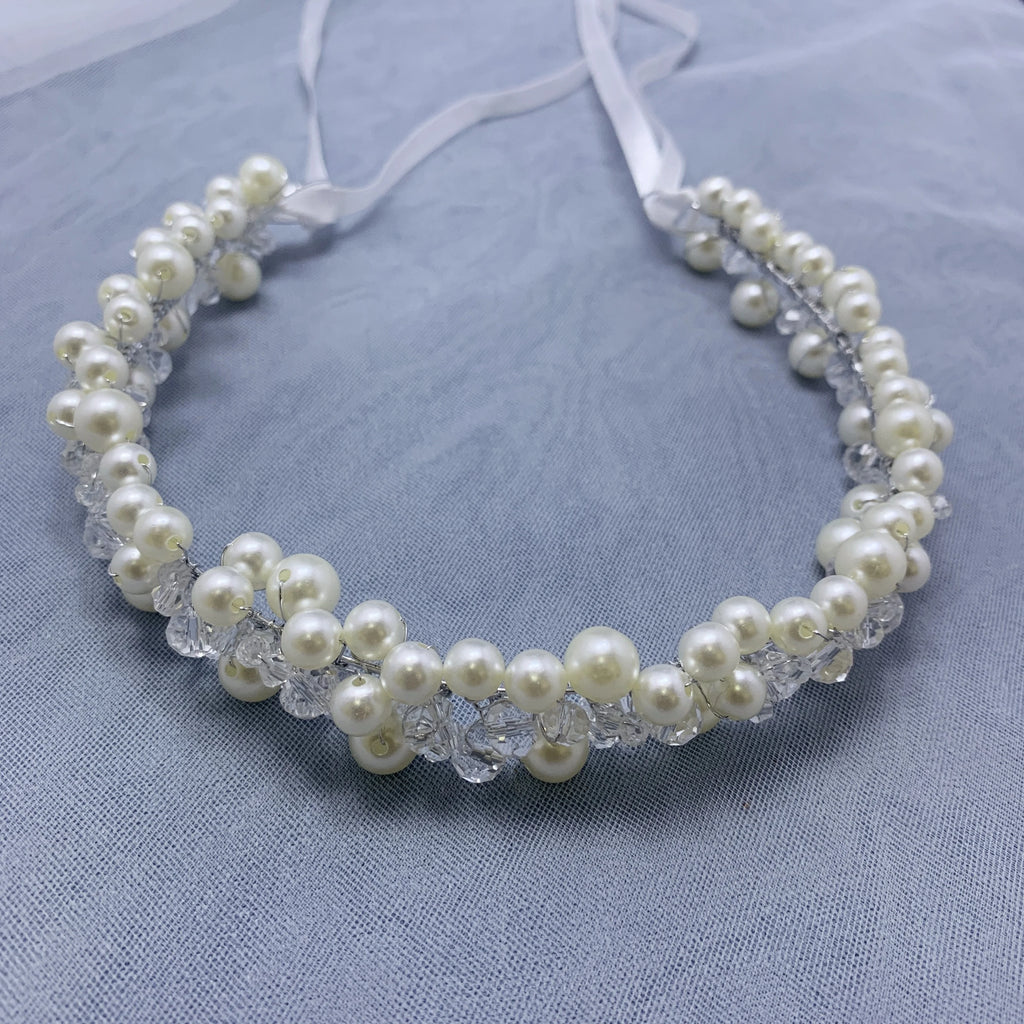 Handmade Fashion Crystal Flower Hair Vine Headband Pearl Hairband Bridal Wedding Hair Accessories Jewelry Hair Vine Headband