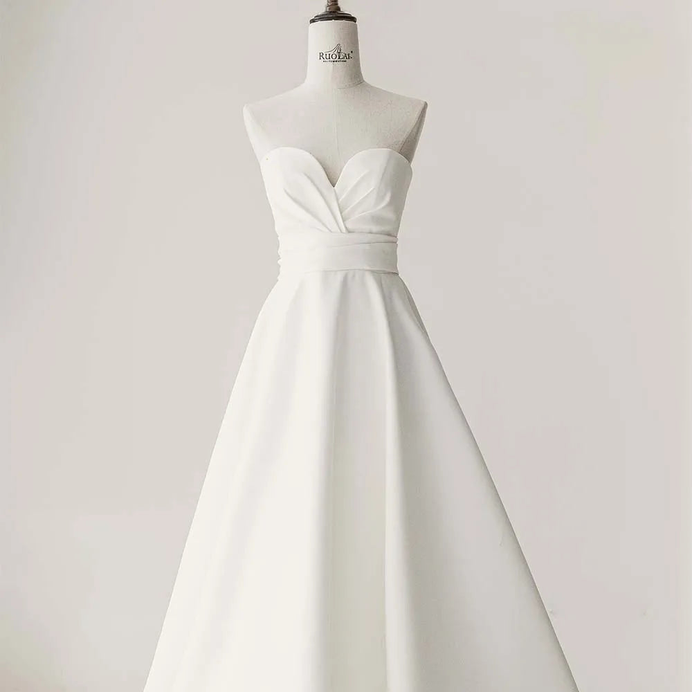 International Elegant Wedding Gown For Bride 2025 Customized A-line Strapless Wedding Dress Lace Vestido De Novia QD06236