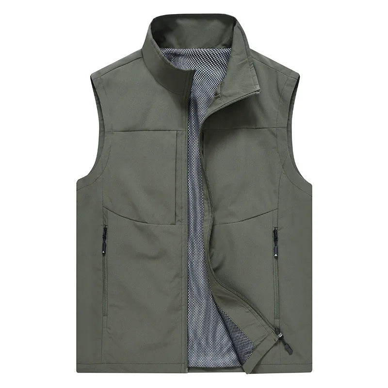 Spring Autumn Men's Jacket with Pockets for Casual Outdoor Use Quick-Drying, Multi-Pocketed Blazer Collared Shirt-style Men Coat