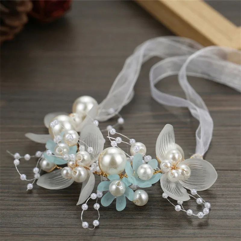 Wrist Flower Artificial Pearls Bridesmaid Children Hand Flower Marriage Beautiful Bride Wedding Bracelets Girls Romantic