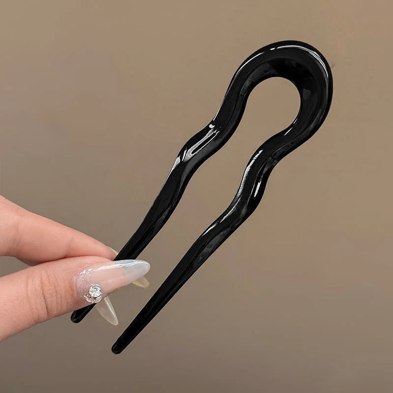 U-Shaped Hair Fork Fashion Tortoiseshell Acetate Acrylic Hairpin Geometric Headwear Hair Sticks Women Girls Hair Accessories
