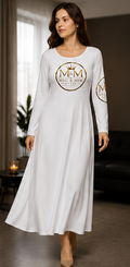 MIG & MIK STYLE Long Sleeve Midi Dress – White