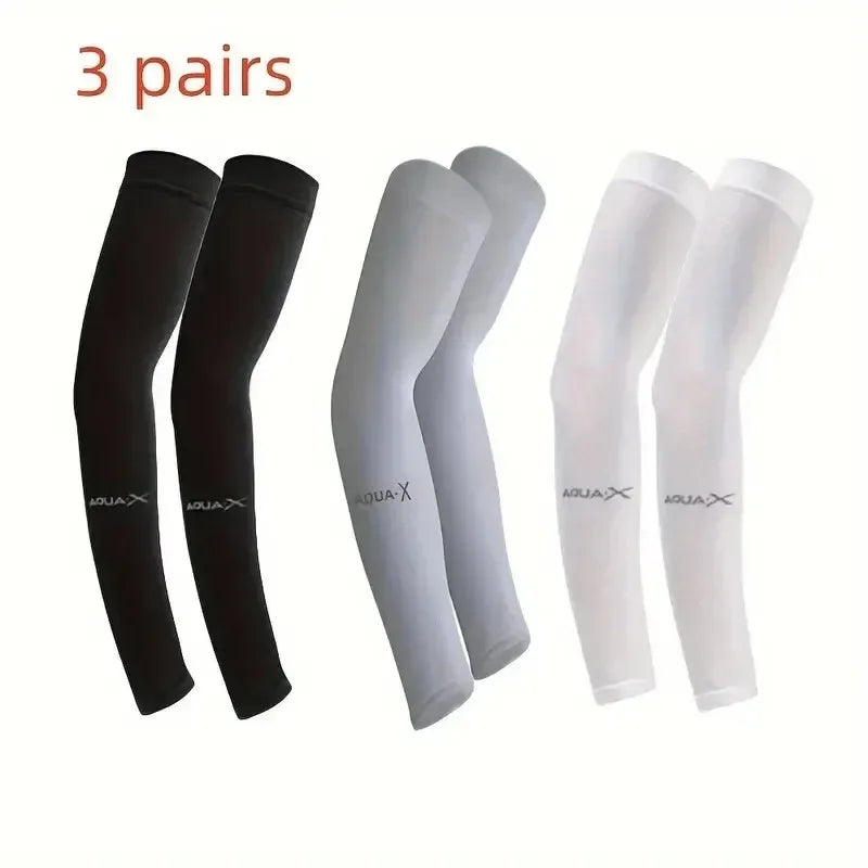 3 Pairs Cooling Breathable Arm Sleeves Anti‑UV Sun Protection Covers For Men Women Driving Golf Cycling Sports
