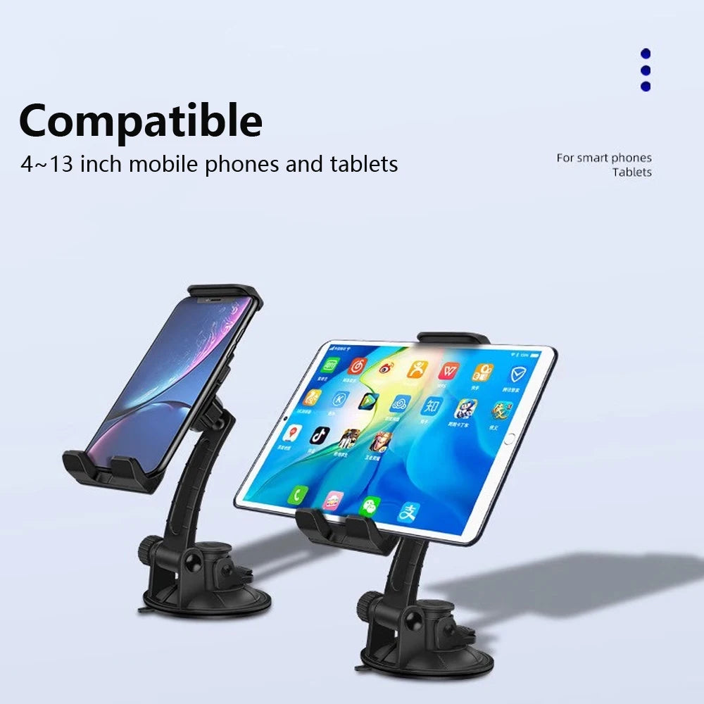7-13 inch Tablet PC Universal Car Windshield Suction Mount Holder Stand for iPad Pro iPhone 12 11 Rotary Free Washable Base Disc