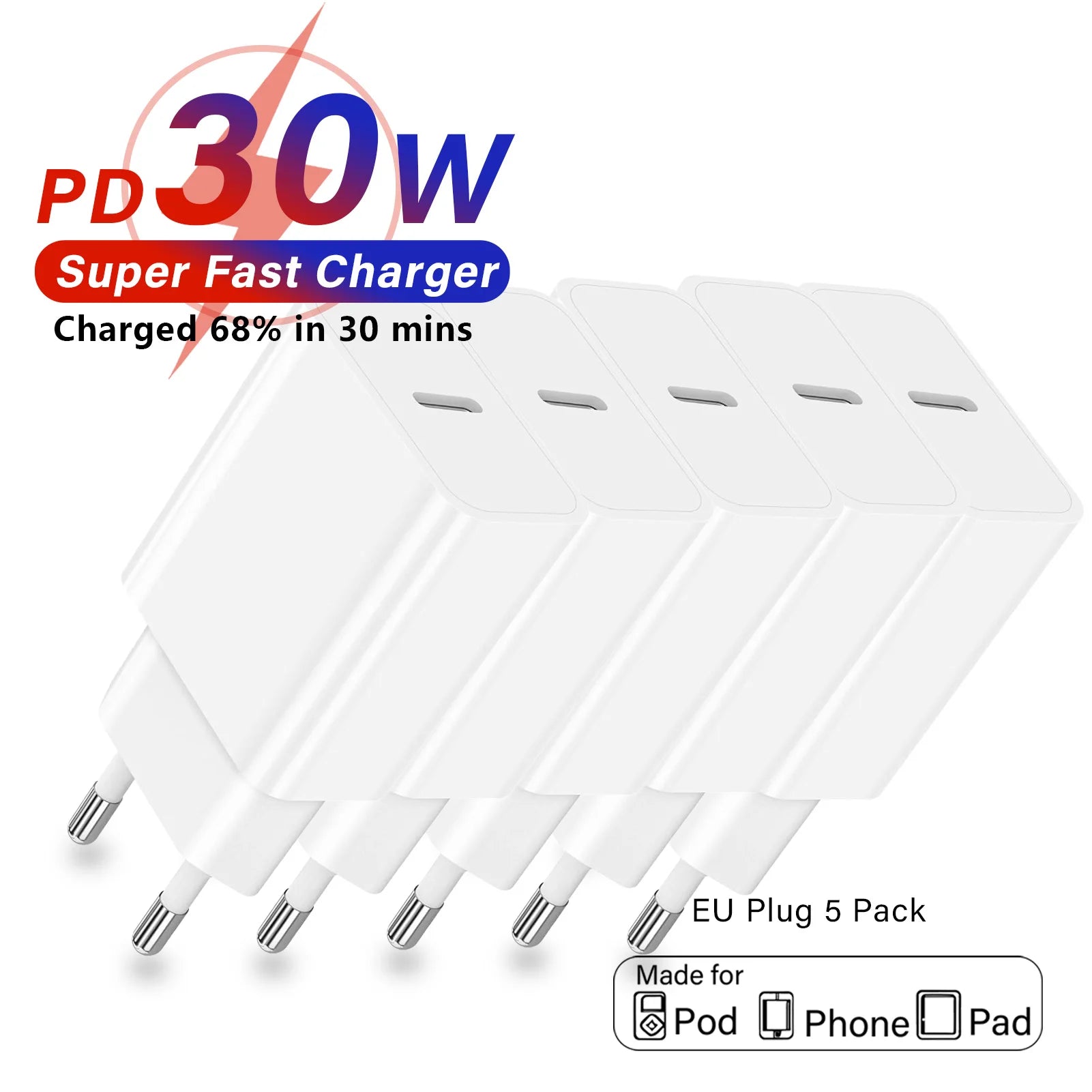 30W Android Tablet charger for Lenovo PRITOM TAB Plug for Samsung s a Tab adapter for iPad air pro mini iPhone wall charger EU