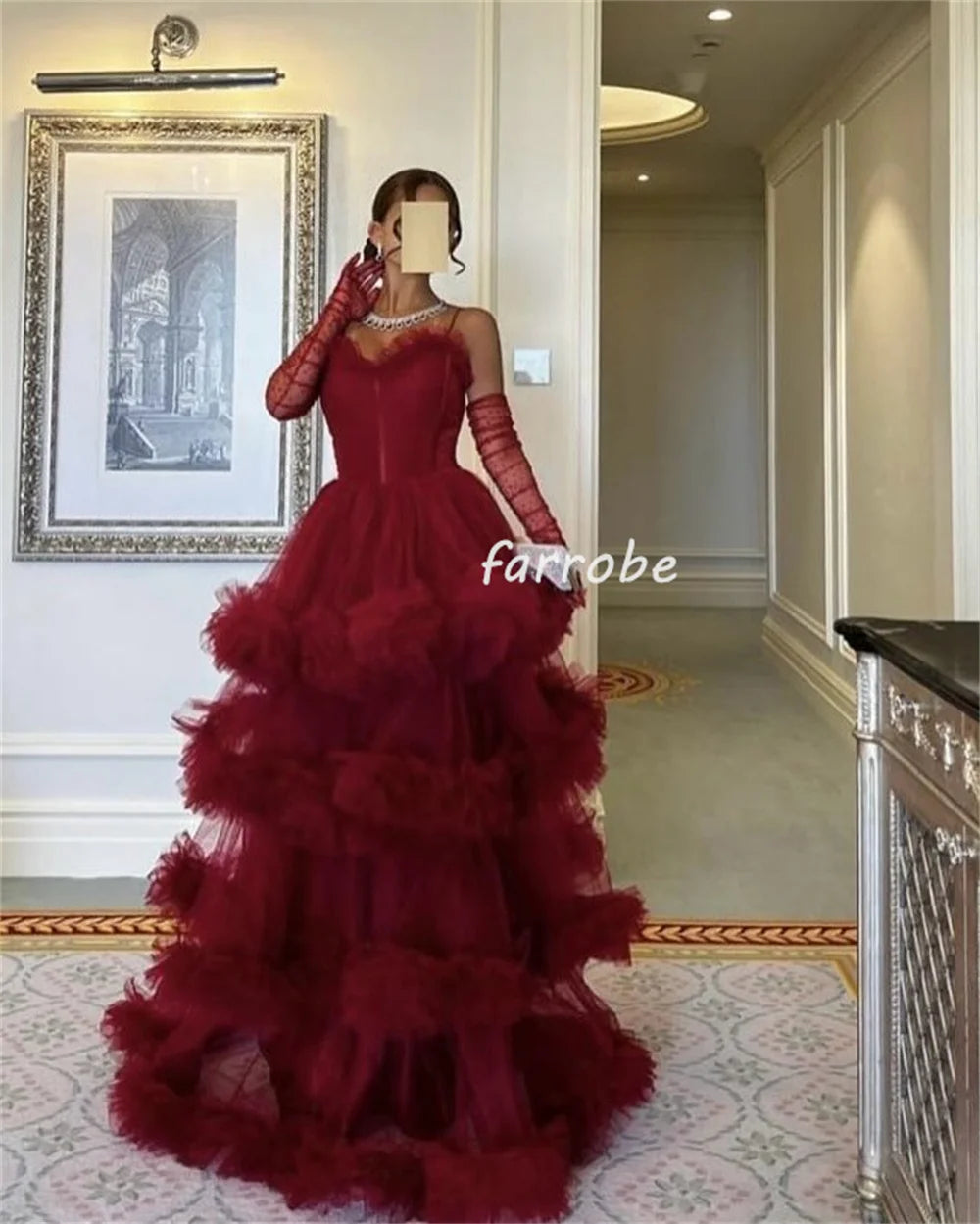 Customized Fashion Classic Tulle Pleat Tiered A-line Spaghetti strap Long Dresses Bespoke Occasion Dresses Matching Formal
