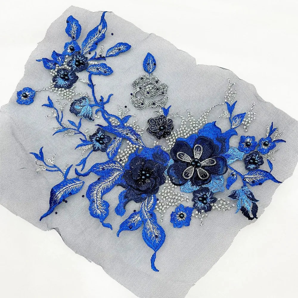 3D Flowers 3D Embroidered Patches Colorful Sequined Flower Lace Sewing On Patches Elegant Multi-functional Beaded Lace Applique