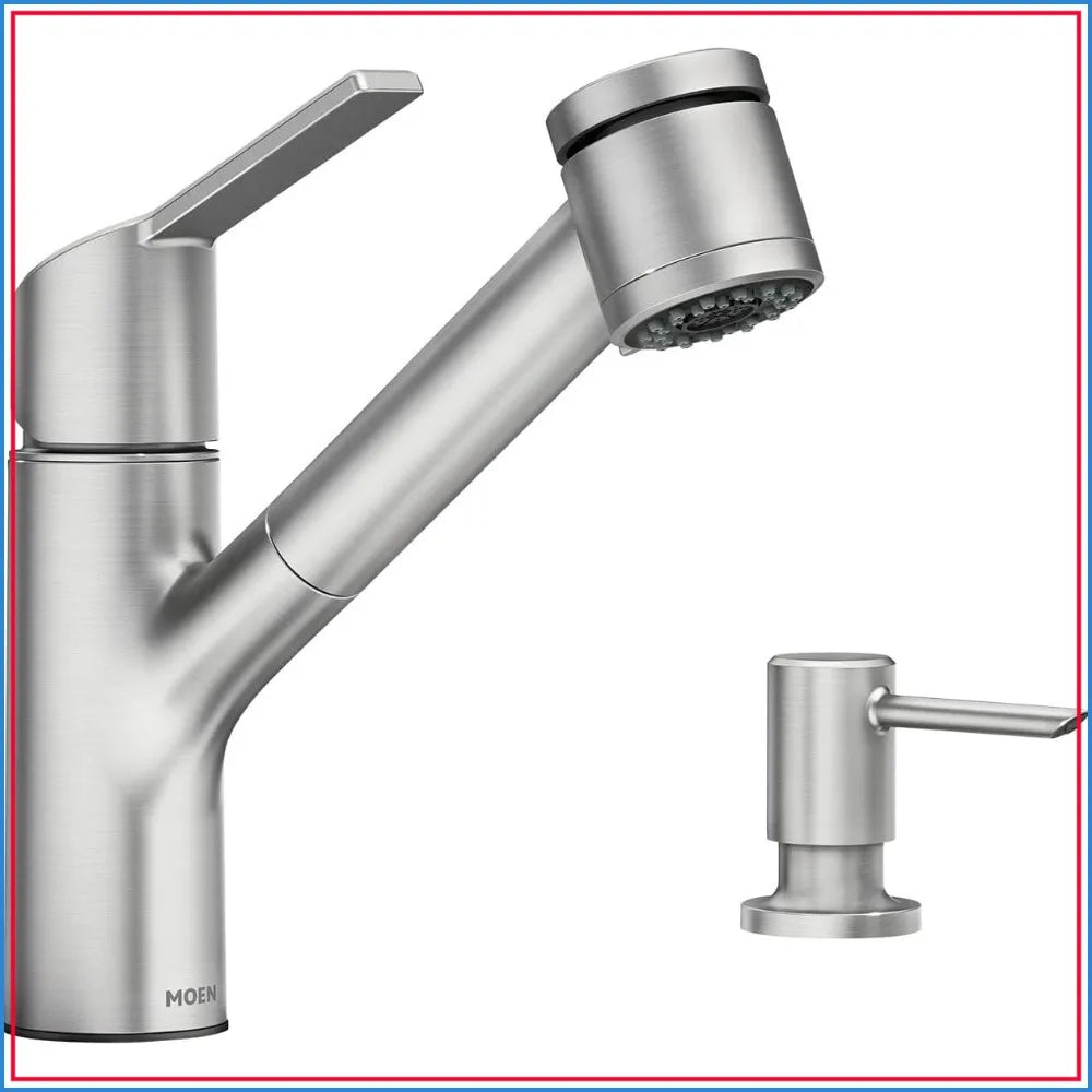 Single-Handle Pull-Out Kitchen Faucet with Soap Dispenser, Power Clean, Spot Resistant