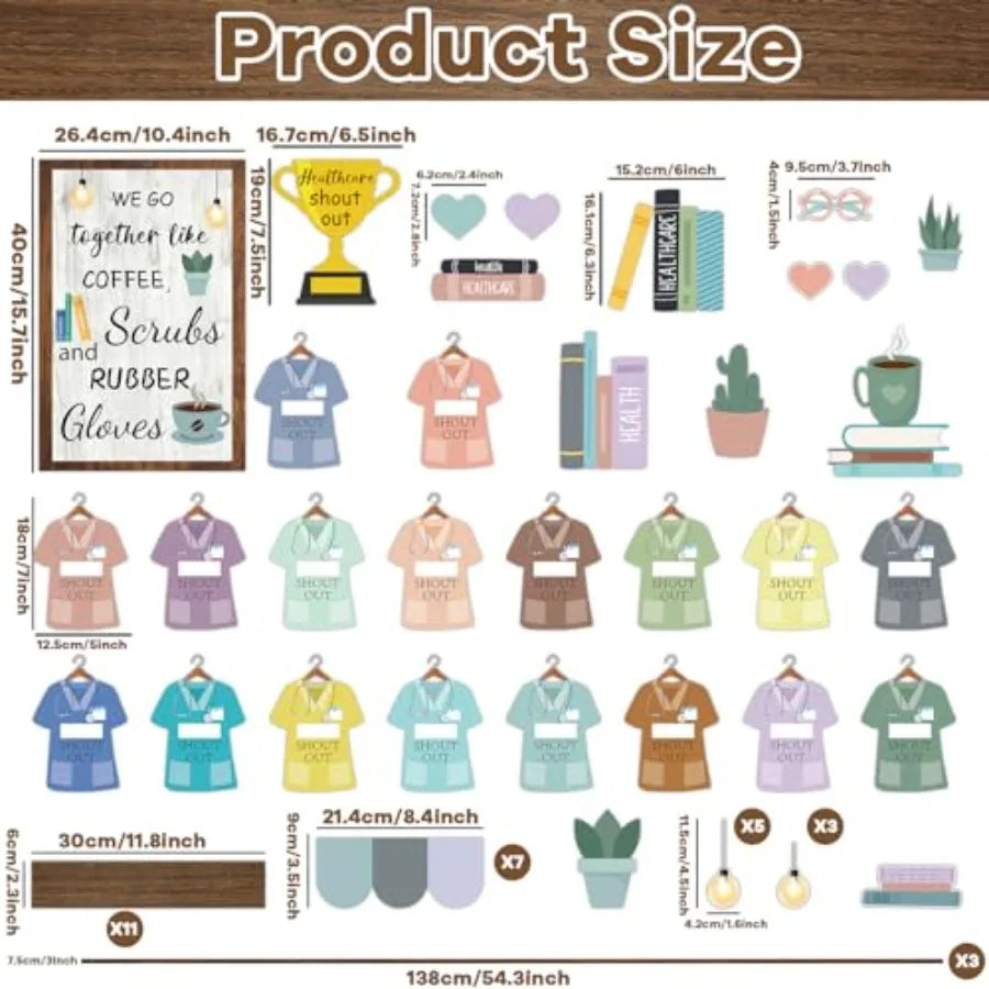 Healthy Bulletin Board Set Healthcare Workers Nurses Classroom Decorations DIY Crafts Health Shout Out Cutouts for Students Hos