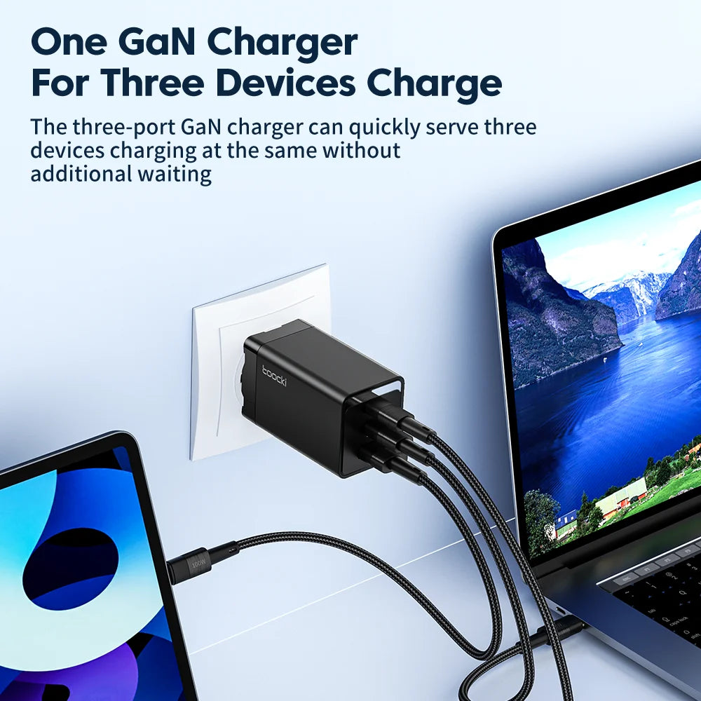 Toocki 67W GaN USB C Charger Quick Charge QC4.0 PD 3.0 Type C Charger For iPhone 14 13 12 Pro ipad Xiaomi Samsung Huawei Tablets