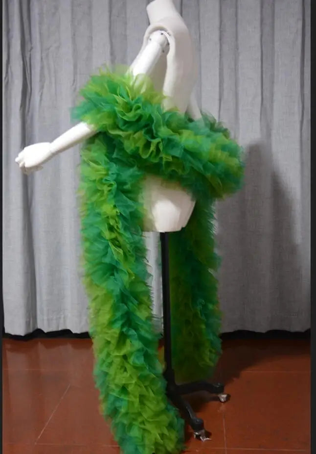 Fashion Stage ball party Club nightclub bridal Tulle Boa Ruffle shawl wrap wedding accessories cape Drag Queen