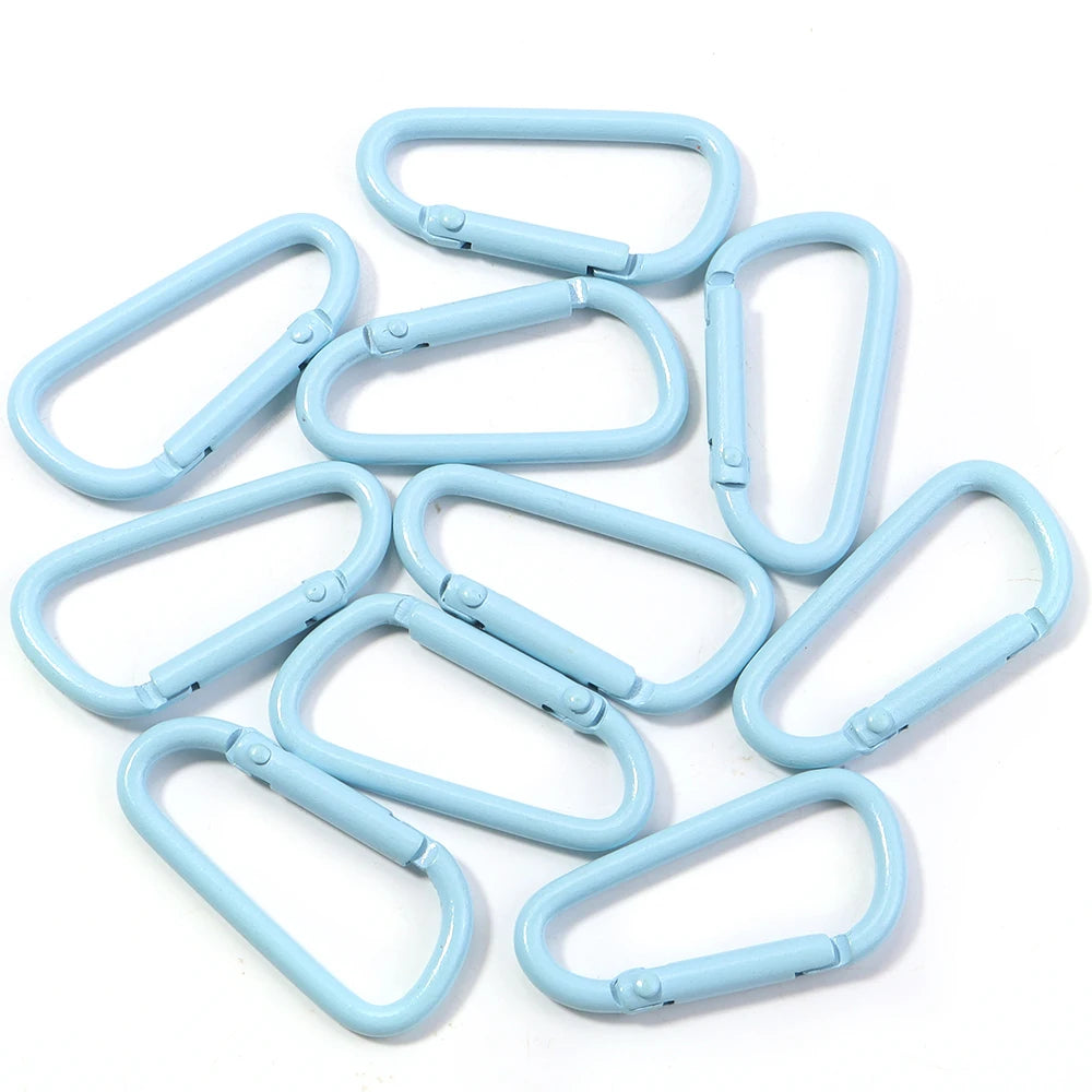 10pcs Colorful Carabiner Clip Alloy Keychain Clasps Hook 45X24mm D-ring Spring Snap Buckle For DIY Jewelry Making Accessories