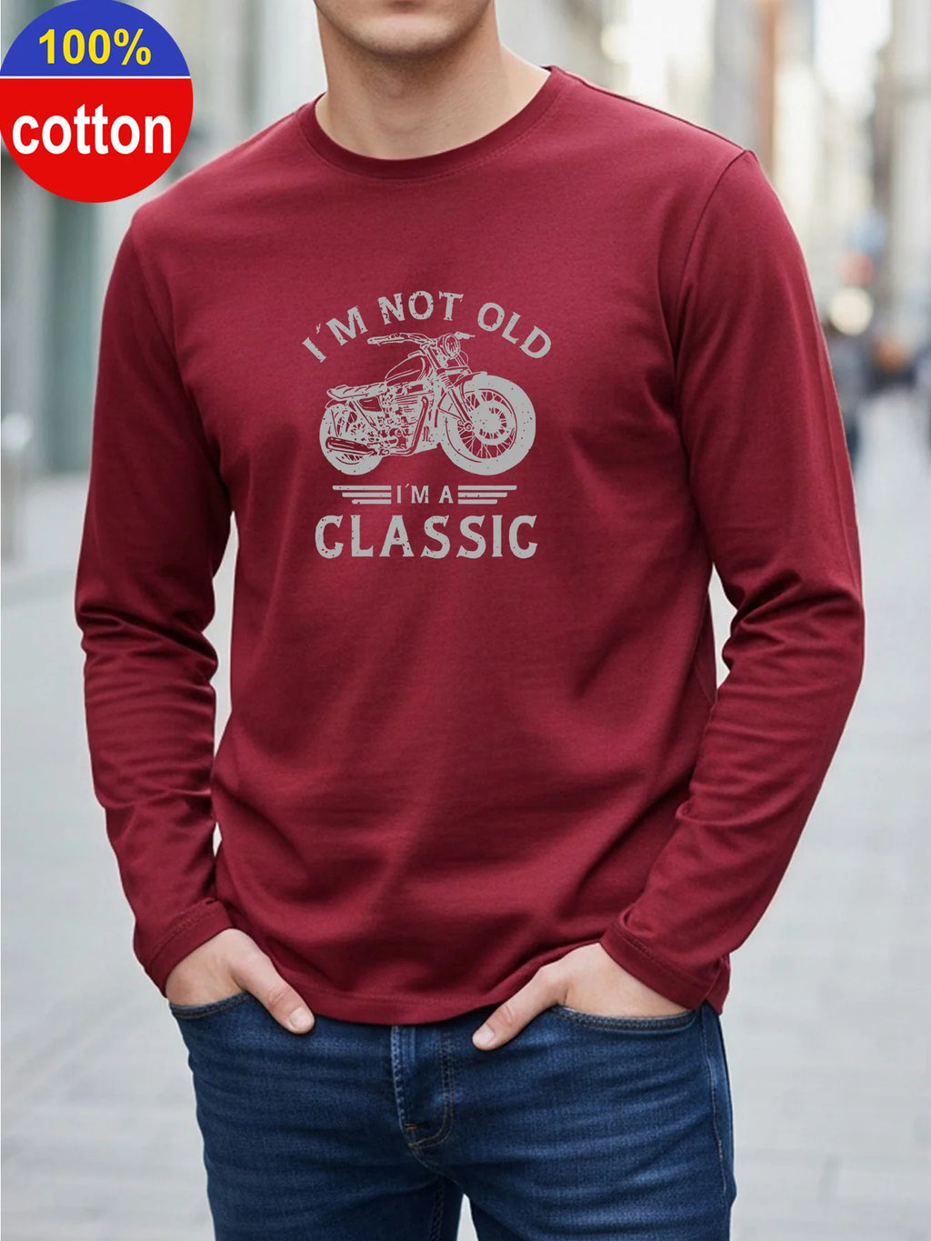 Men's Motorcycle Print Cotton Long Sleeve Tee — MIG & MIK STYLE™