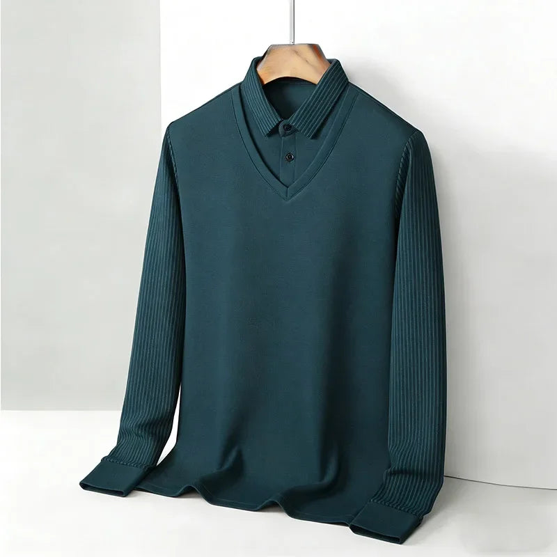 Men's Fake Two-Piece Striped Long Sleeve Top — MIG & MIK STYLE™