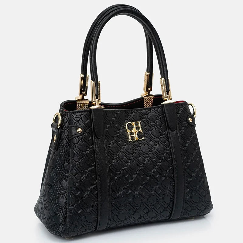 MIG & MIK STYLE™ Monogram Embossed PU Leather Tote Bag