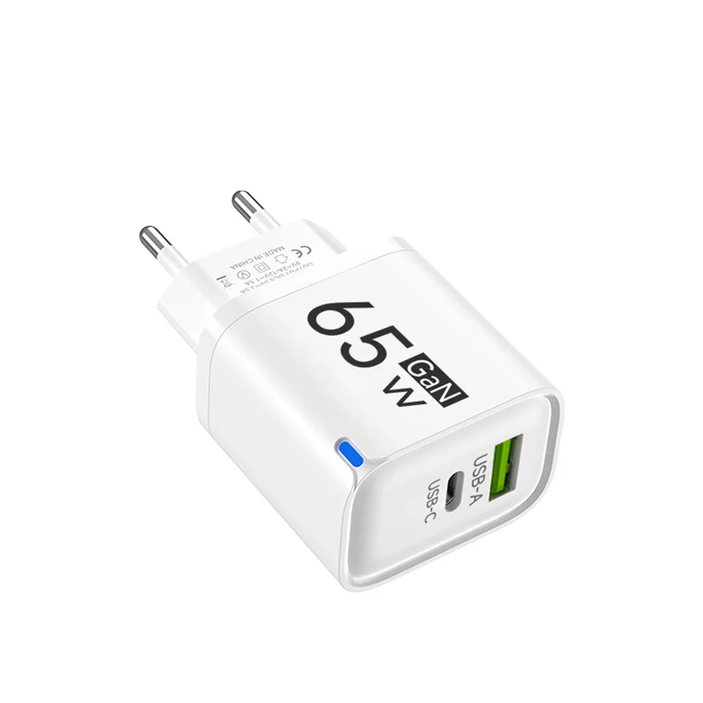 65W GaN Fast Charge Phone Charger For iPhone 14 13 Xiaomi Huawei Samsung Oneplus Fast Charging Mobile Phone Wall Power Adapter