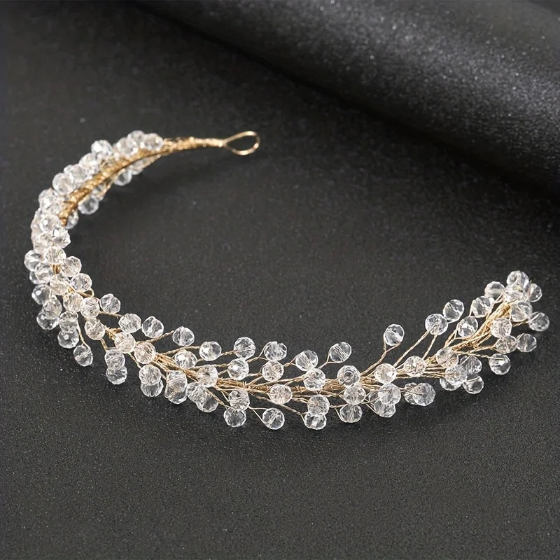 Handmade Fashion Crystal Hair Vine Headband Flower Hairband Tiara Bridal Wedding Hair Accessories Jewelry Hair Vine Headband