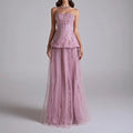 Customized A-line Evening Dresses Floor-length Strapless Sleeveless Prom Gown Fashion Sequined Simple Draped Backless Party Gown