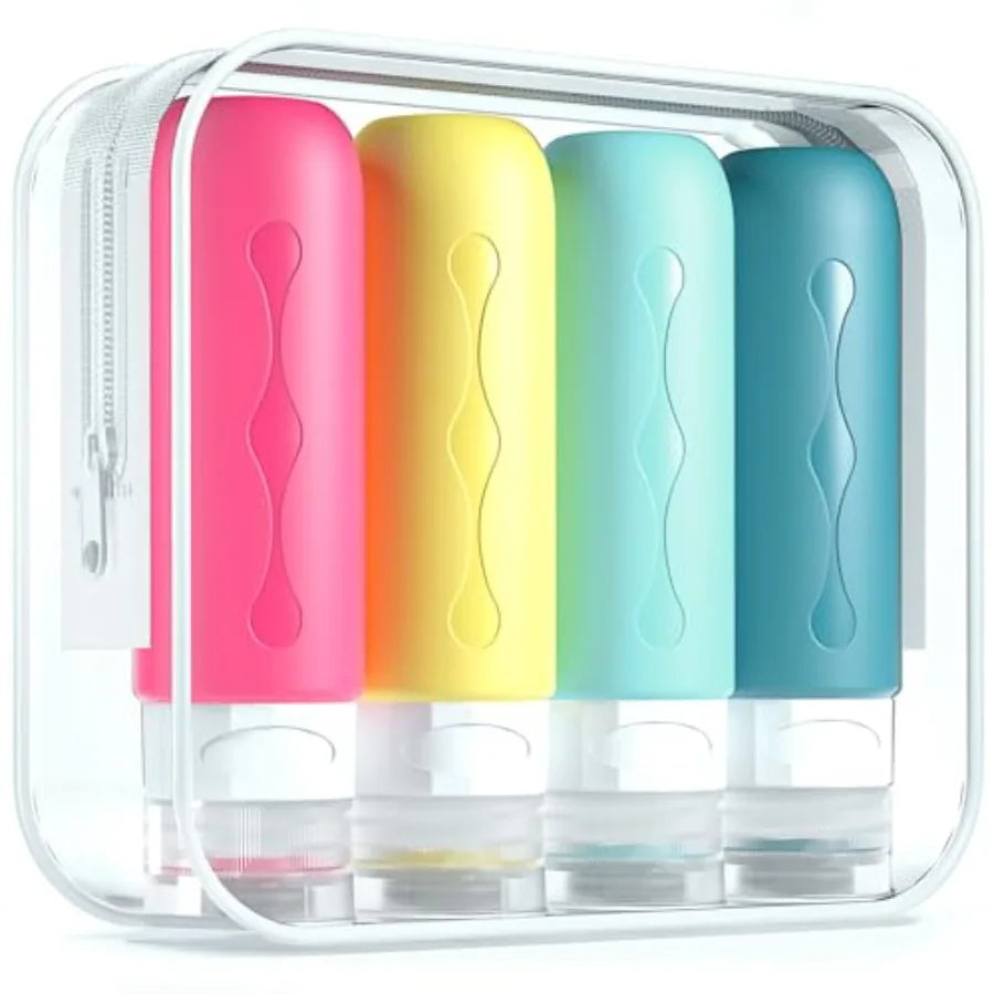 Travel Bottles for Toiletries, Tsa Approved Travel Size Containers with Clear Bag, BPA Free Leak Proof Travel Tubs Refillable L