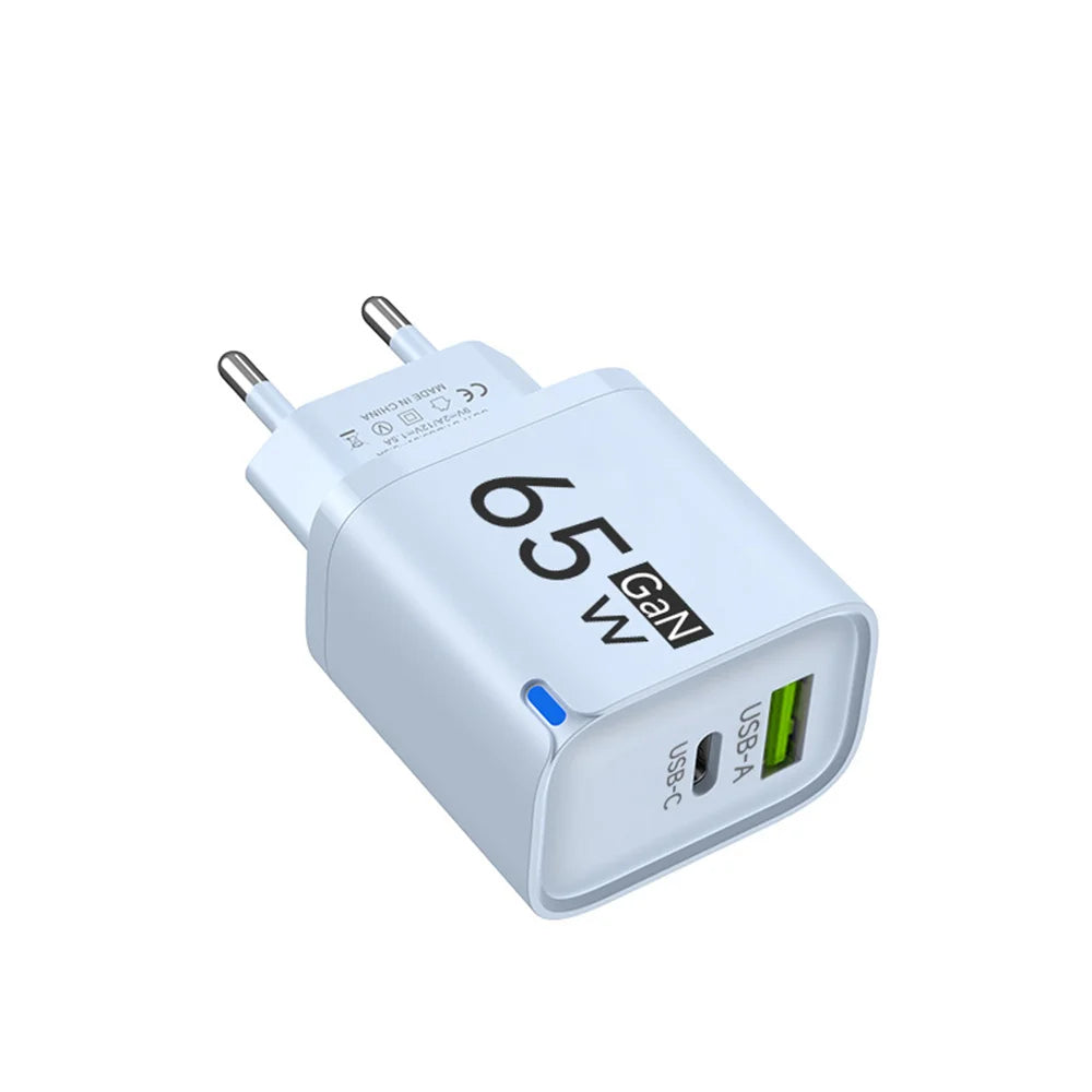 65W GaN Fast Charge Phone Charger For iPhone 14 13 Xiaomi Huawei Samsung Oneplus Fast Charging Mobile Phone Wall Power Adapter